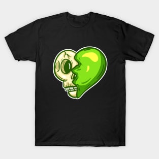 Cartoon Zombie Love Heart Valentines Day Halloween Illustration T-Shirt